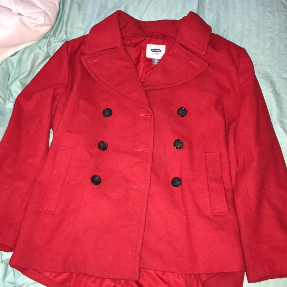 Old Navy red coat with buttons